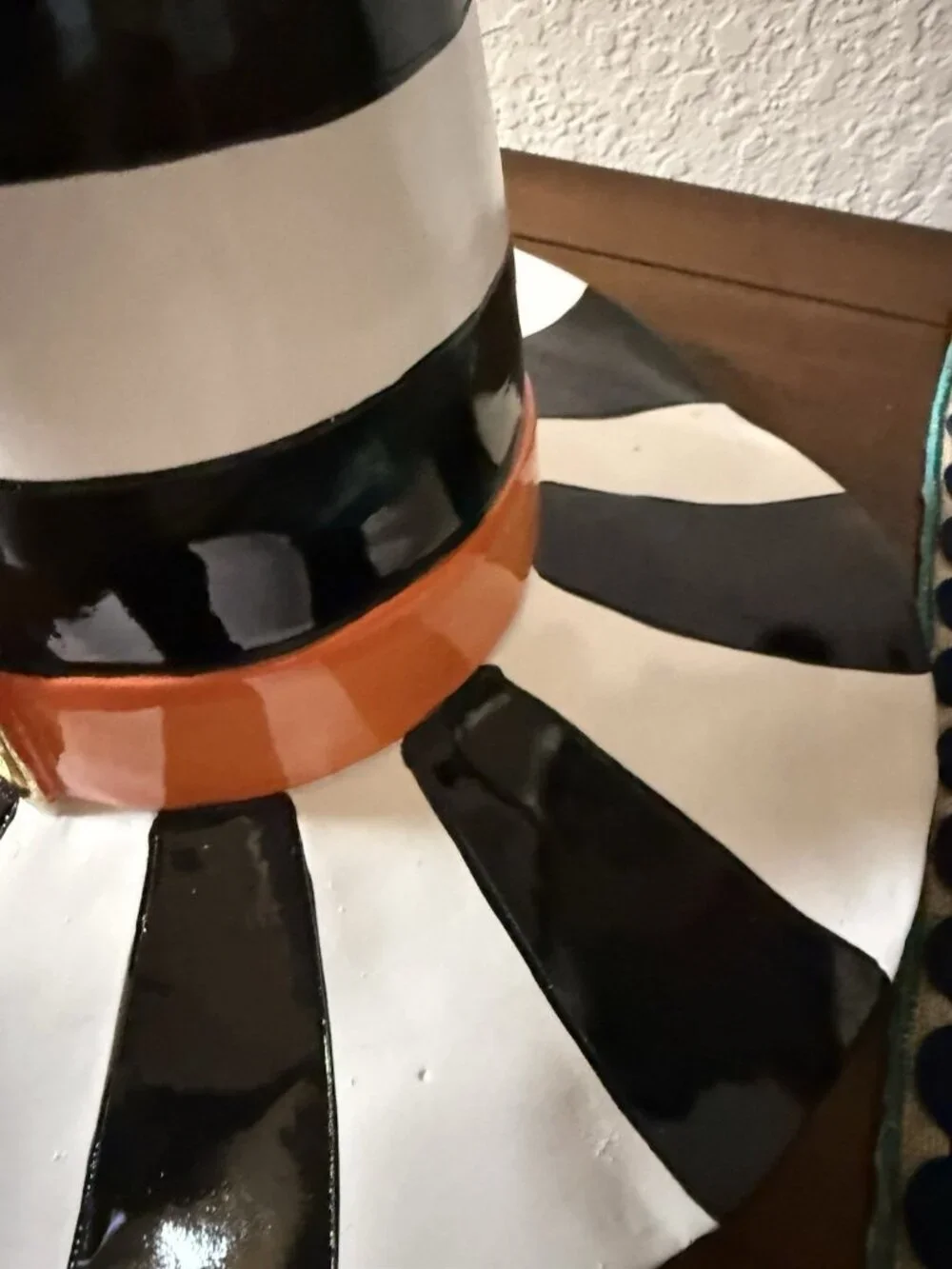 Black & White Striped Witch Hat Halloween Décor McKenzie Inspired Tabletop New